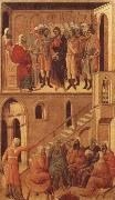 Duccio di Buoninsegna Peter-s First Denial of Christ Before the High Priest Annas painting